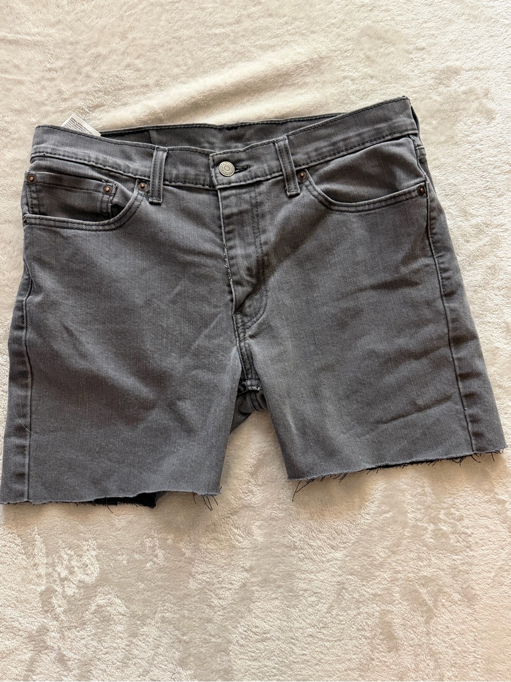 Levi’s Grey Washed Cut-Off Denim Shorts